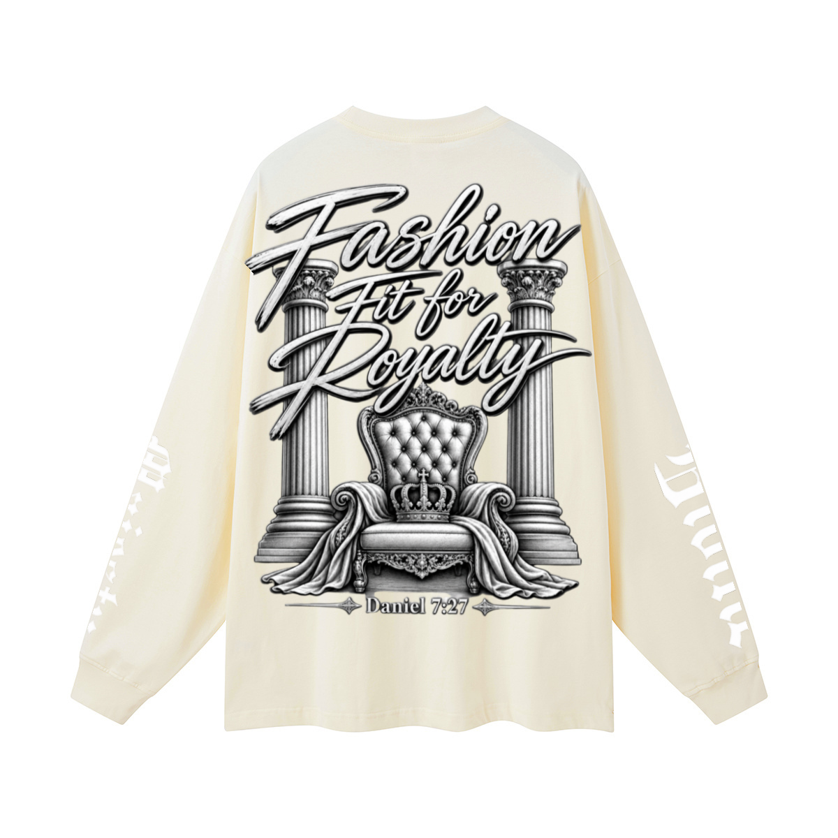 305GSM Unisex Premium Heavyweight Double-Yarn Plain Fabric Earth-Tone Basic Layering Long sleeve Milk Tea White