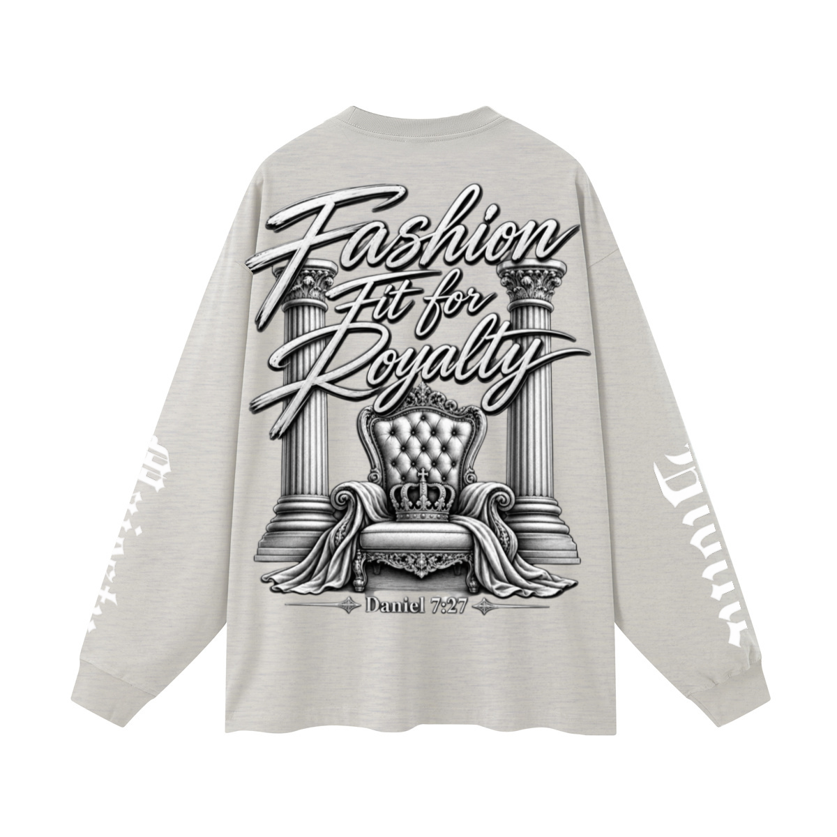 305GSM Unisex Premium Heavyweight Double-Yarn Plain Fabric Earth-Tone Basic Layering Long sleeve Oatmeal Grey