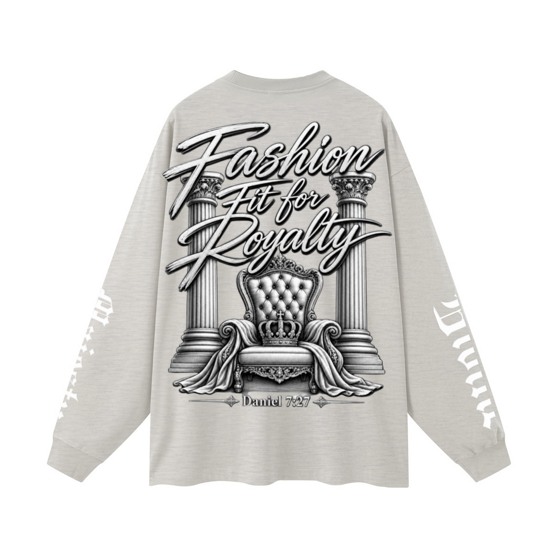 305GSM Unisex Premium Heavyweight Double-Yarn Plain Fabric Earth-Tone Basic Layering Long sleeve Oatmeal Grey