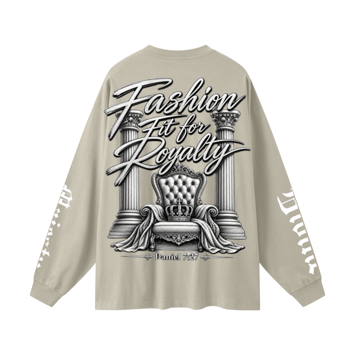305GSM Unisex Premium Heavyweight Double-Yarn Plain Fabric Earth-Tone Basic Layering Long sleeve Sand
