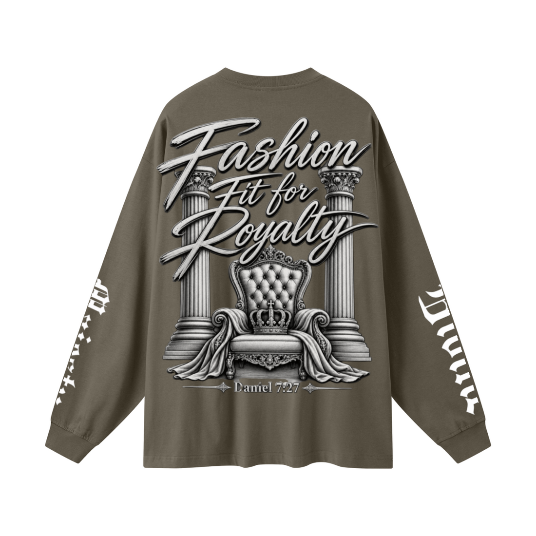 305GSM Unisex Premium Heavyweight Double-Yarn Plain Fabric Earth-Tone Basic Layering Long sleeve Brown