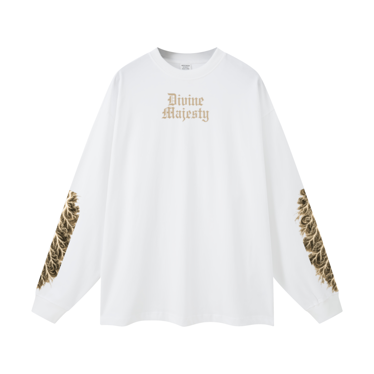 305GSM Unisex Premium Heavyweight Double-Yarn Plain Fabric Earth-Tone Basic Layering Long sleeve White