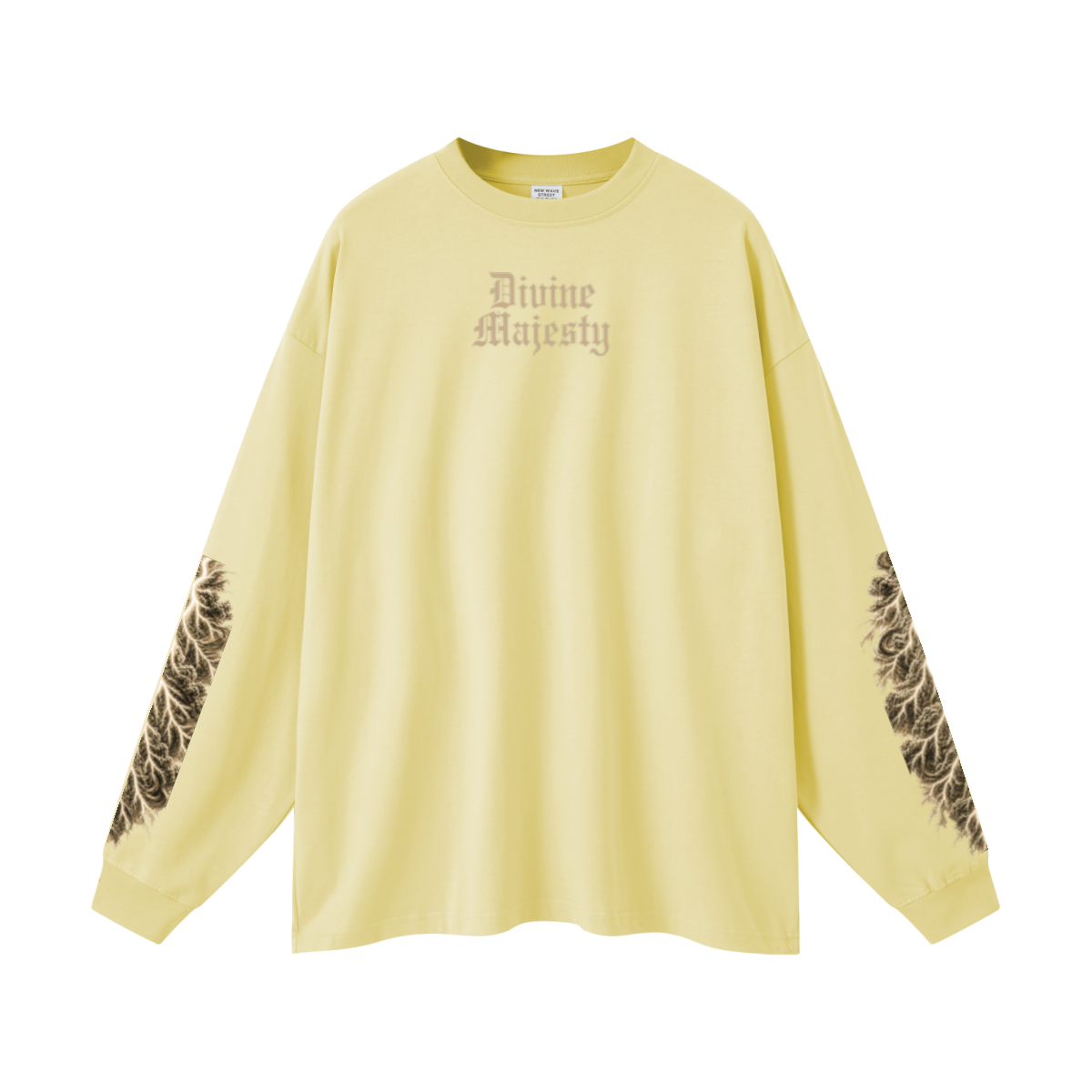 305GSM Unisex Premium Heavyweight Double-Yarn Plain Fabric Earth-Tone Basic Layering Long sleeve Yellow