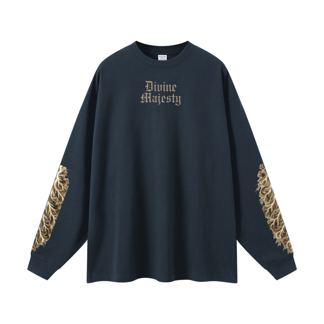305GSM Unisex Premium Heavyweight Double-Yarn Plain Fabric Earth-Tone Basic Layering Long sleeve Navy Blue
