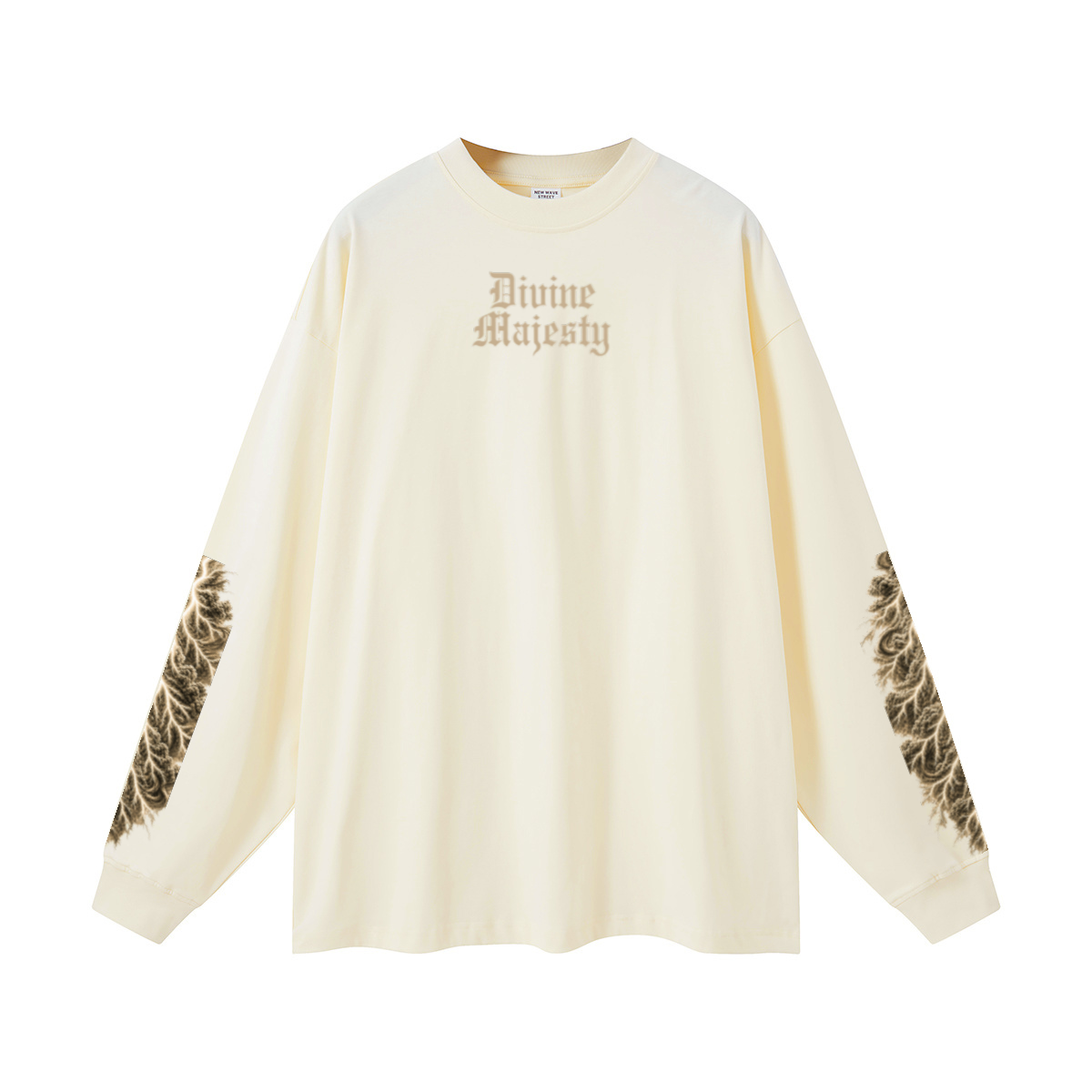 305GSM Unisex Premium Heavyweight Double-Yarn Plain Fabric Earth-Tone Basic Layering Long sleeve Milk Tea White