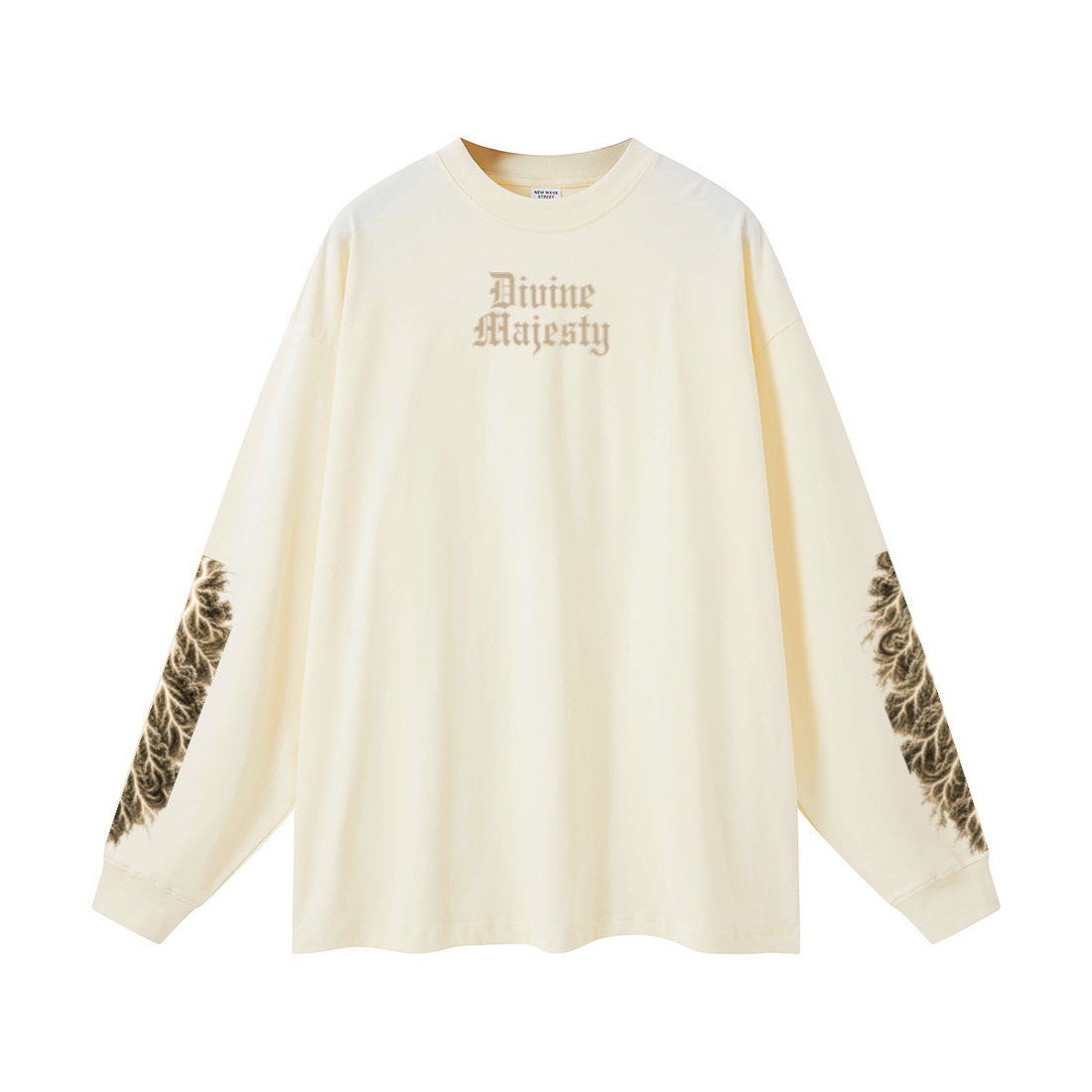 305GSM Unisex Premium Heavyweight Double-Yarn Plain Fabric Earth-Tone Basic Layering Long sleeve Milk Tea White