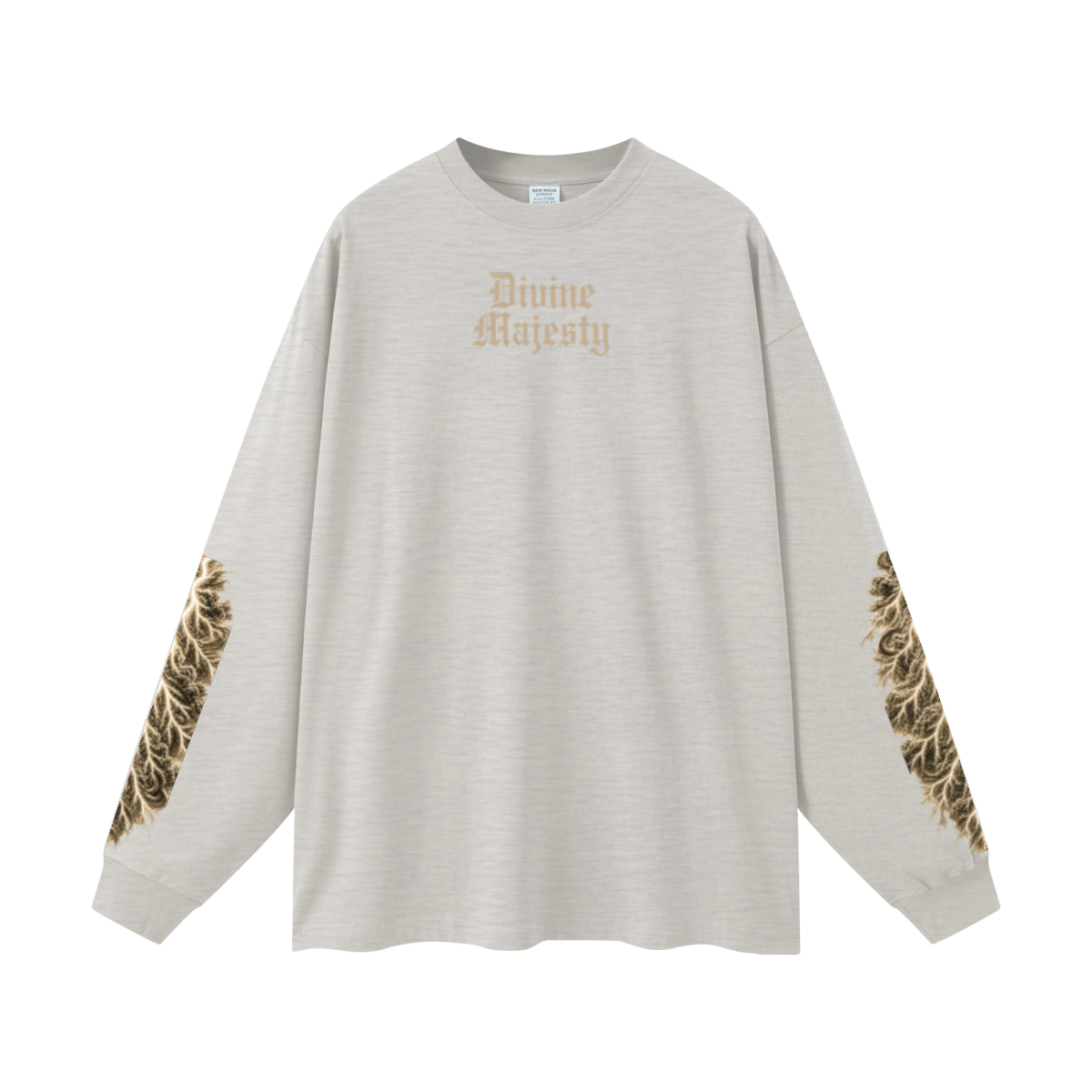 305GSM Unisex Premium Heavyweight Double-Yarn Plain Fabric Earth-Tone Basic Layering Long sleeve Oatmeal Grey