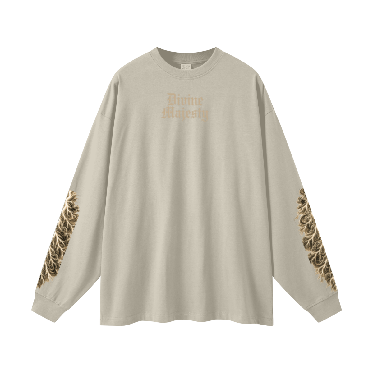 305GSM Unisex Premium Heavyweight Double-Yarn Plain Fabric Earth-Tone Basic Layering Long sleeve Sand