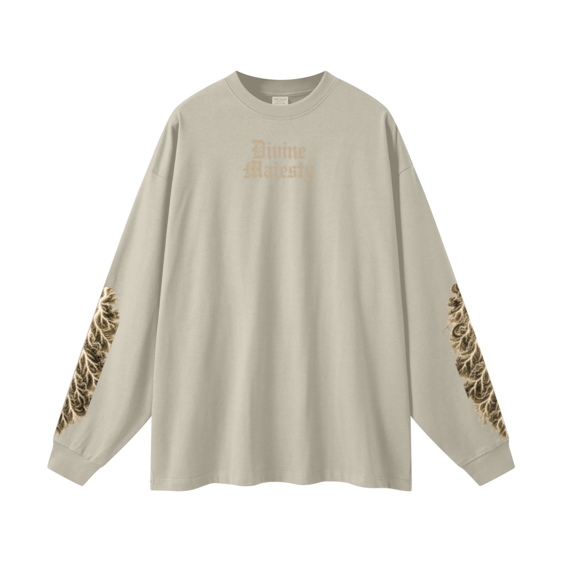 305GSM Unisex Premium Heavyweight Double-Yarn Plain Fabric Earth-Tone Basic Layering Long sleeve Sand