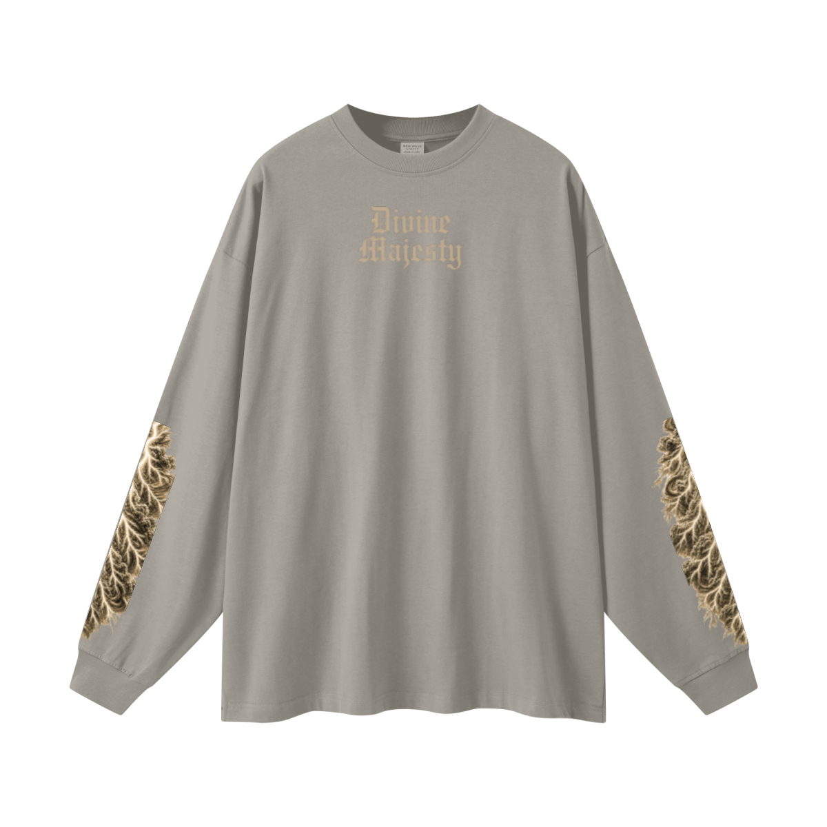 305GSM Unisex Premium Heavyweight Double-Yarn Plain Fabric Earth-Tone Basic Layering Long sleeve Grey Camel