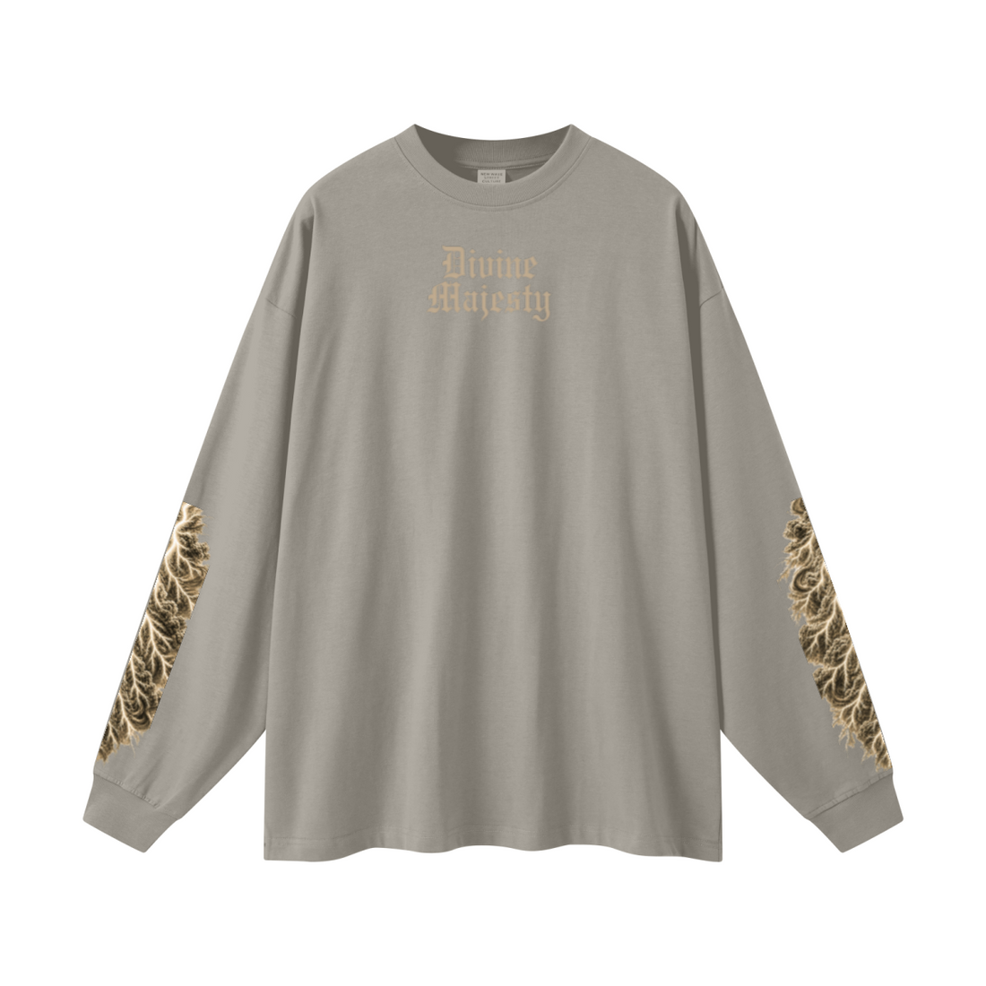 305GSM Unisex Premium Heavyweight Double-Yarn Plain Fabric Earth-Tone Basic Layering Long sleeve Grey Camel