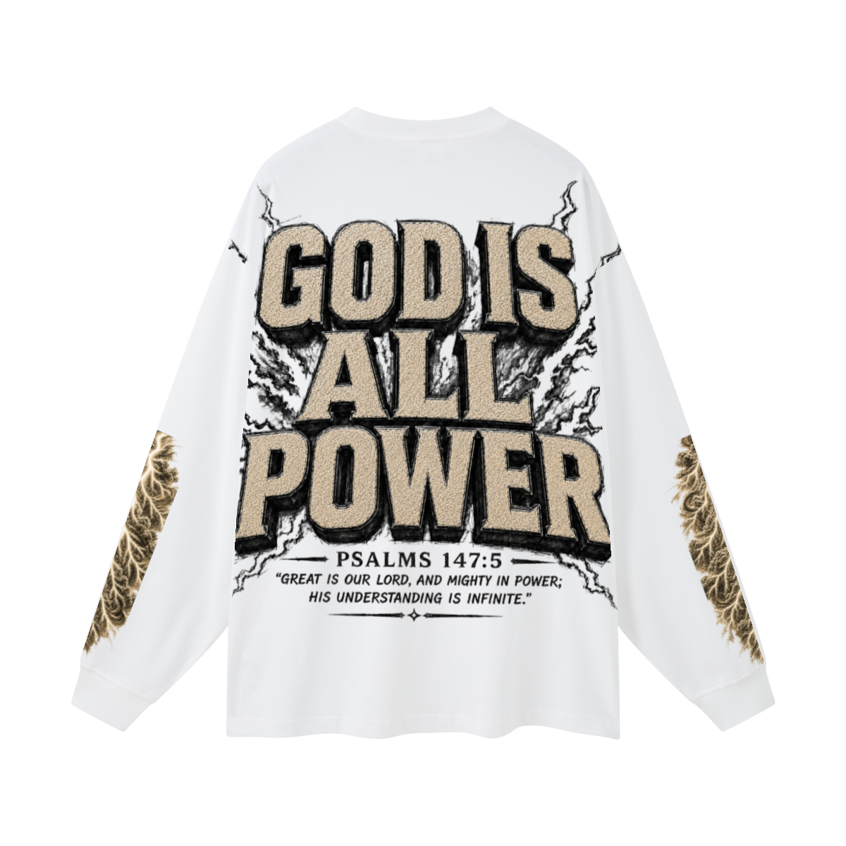 305GSM Unisex Premium Heavyweight Double-Yarn Plain Fabric Earth-Tone Basic Layering Long sleeve White