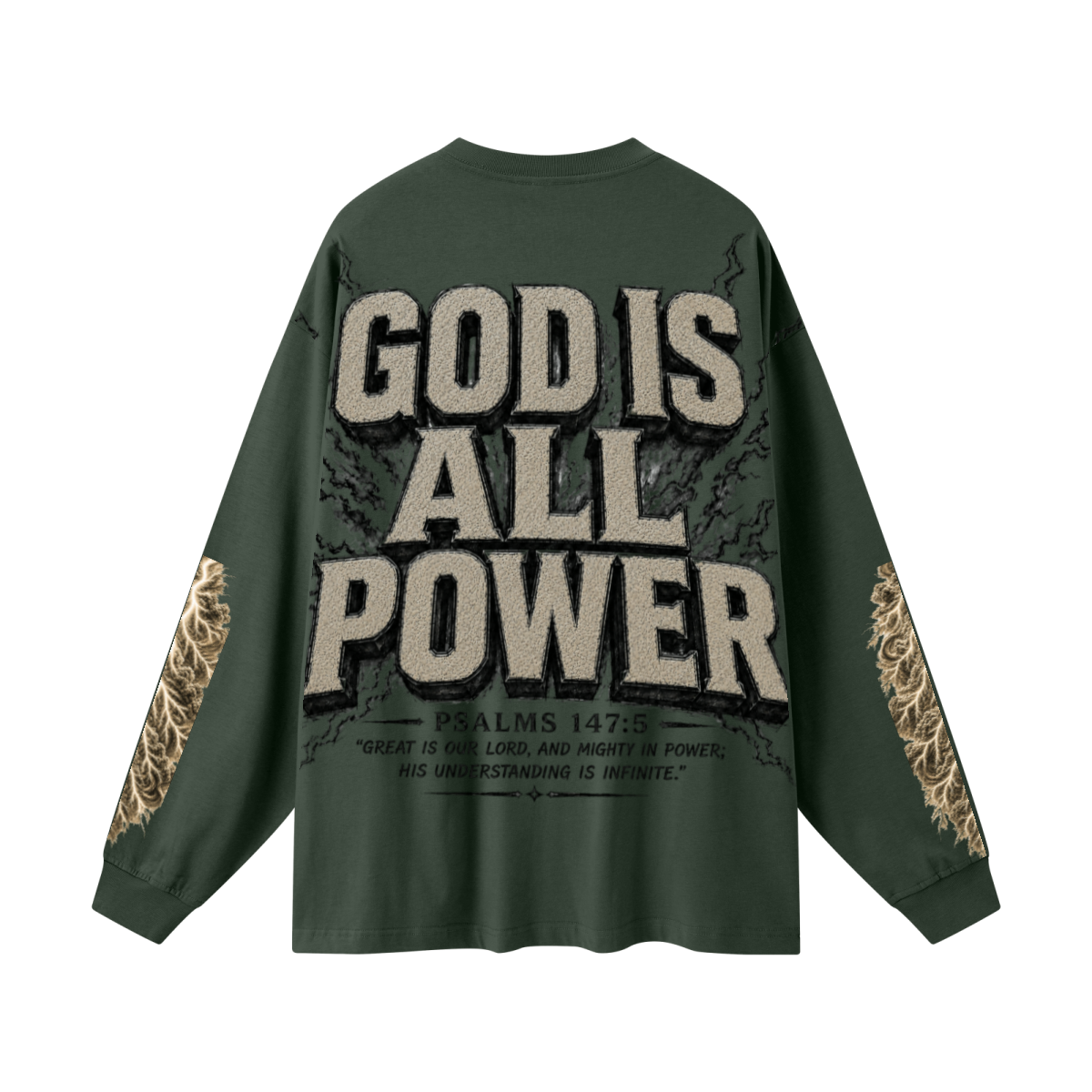 305GSM Unisex Premium Heavyweight Double-Yarn Plain Fabric Earth-Tone Basic Layering Long sleeve Dark Green