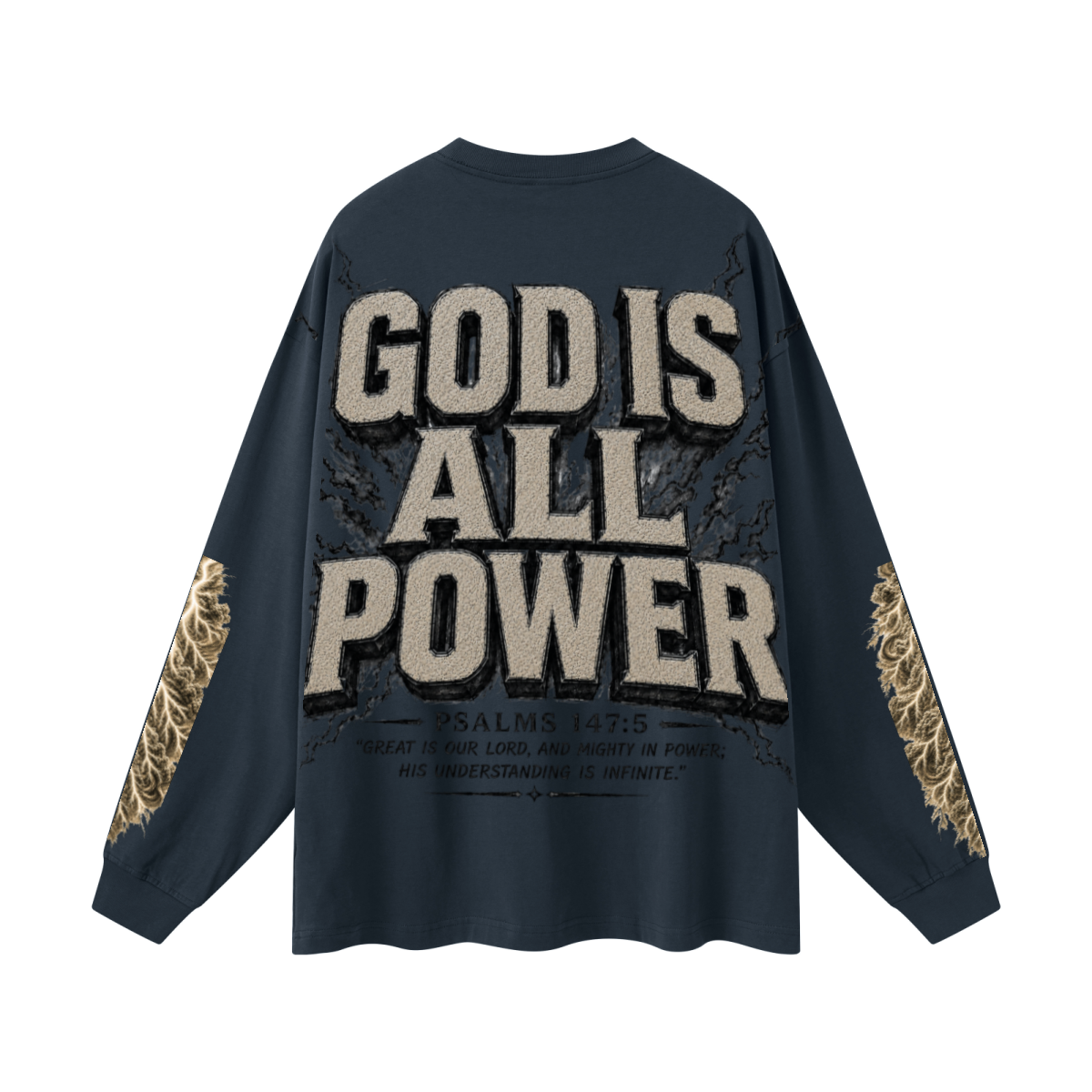 305GSM Unisex Premium Heavyweight Double-Yarn Plain Fabric Earth-Tone Basic Layering Long sleeve Navy Blue