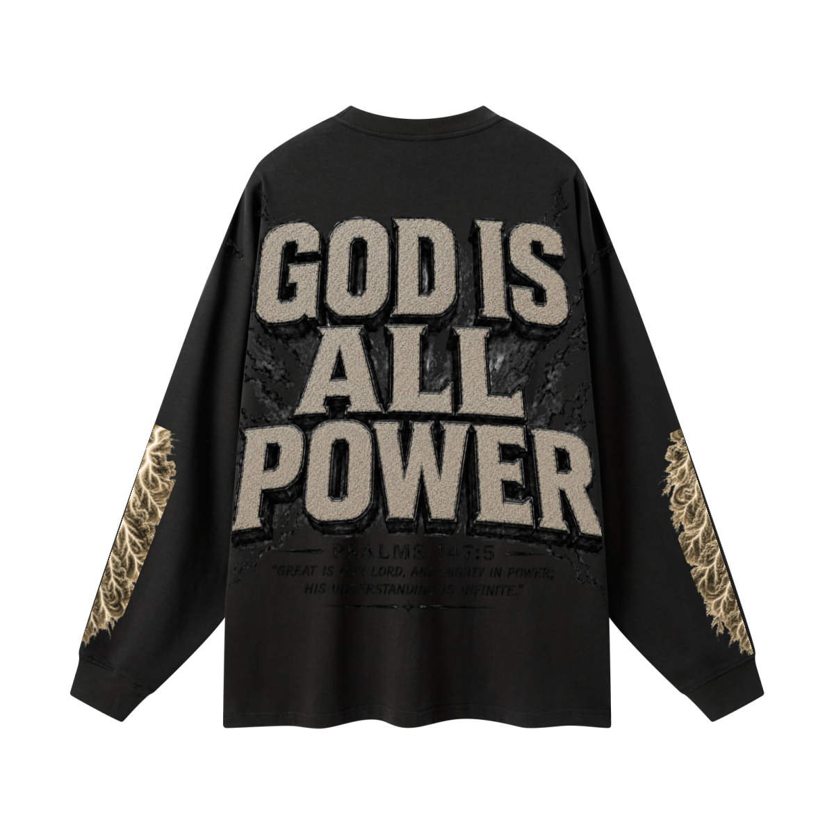 305GSM Unisex Premium Heavyweight Double-Yarn Plain Fabric Earth-Tone Basic Layering Long sleeve Black
