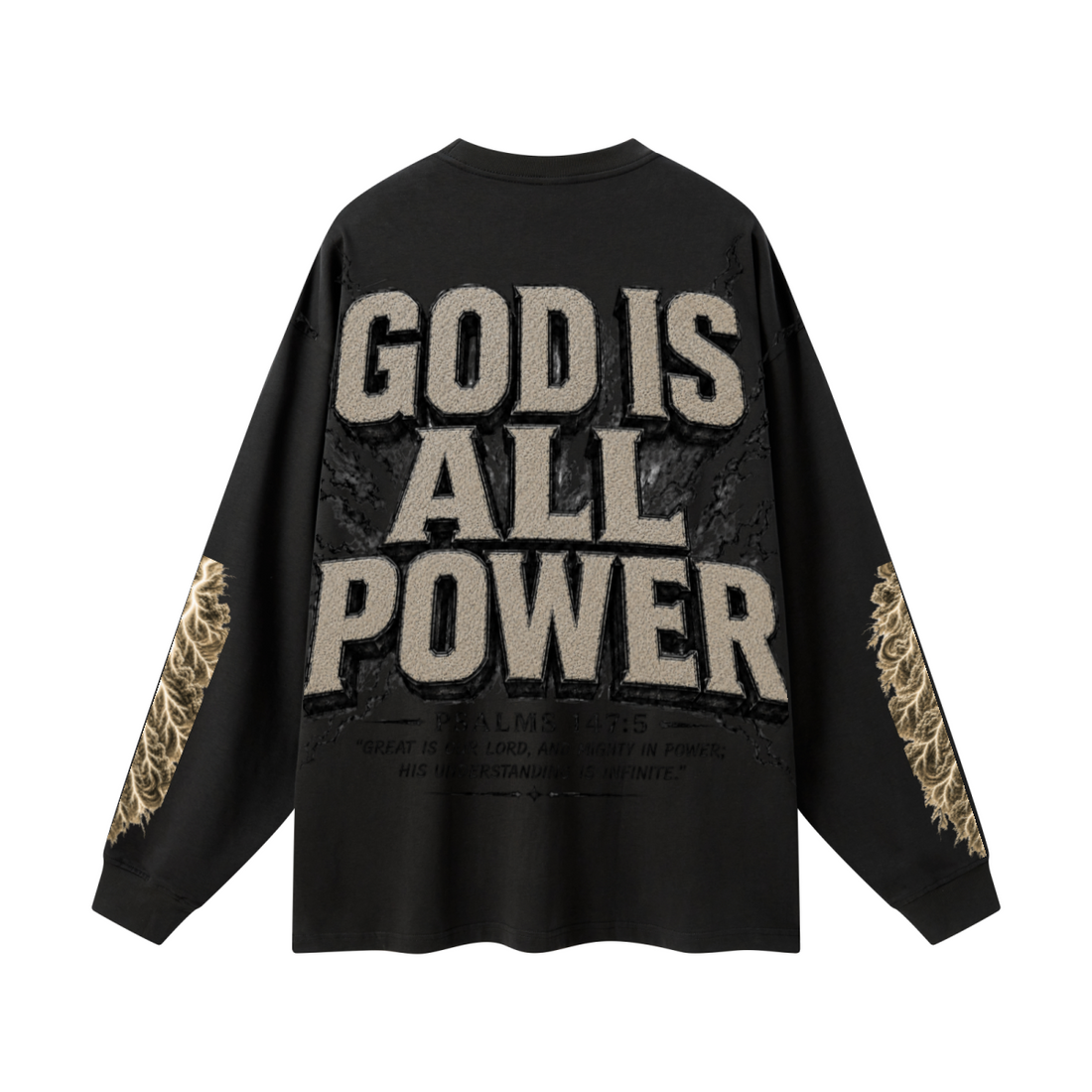305GSM Unisex Premium Heavyweight Double-Yarn Plain Fabric Earth-Tone Basic Layering Long sleeve Black