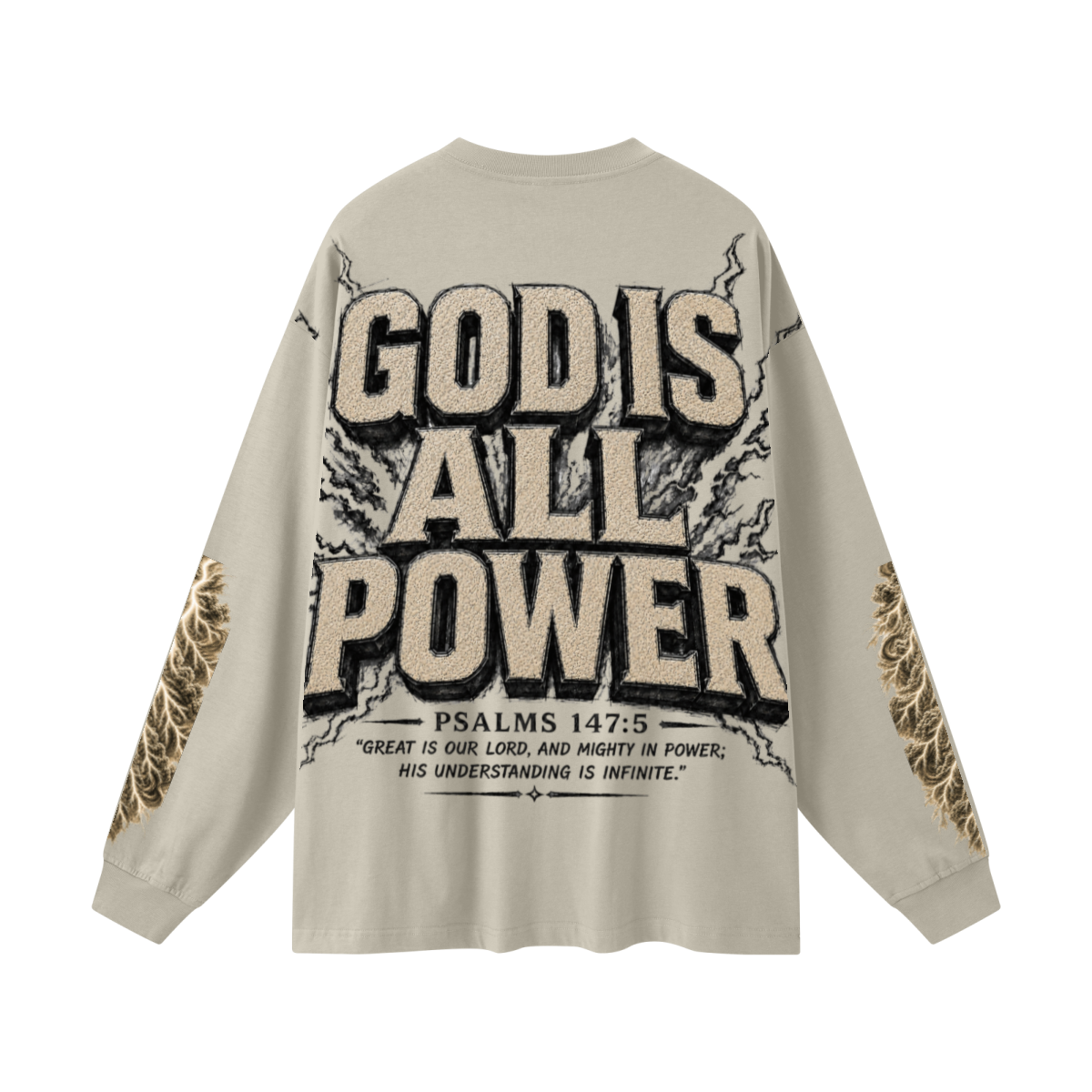 305GSM Unisex Premium Heavyweight Double-Yarn Plain Fabric Earth-Tone Basic Layering Long sleeve Sand