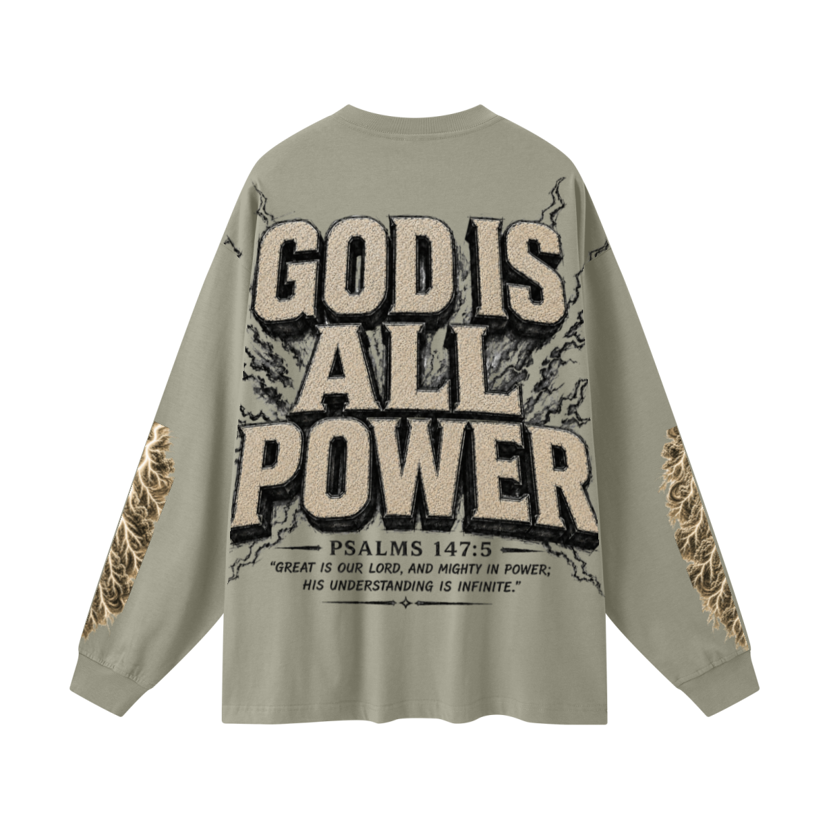 305GSM Unisex Premium Heavyweight Double-Yarn Plain Fabric Earth-Tone Basic Layering Long sleeve Grey Green