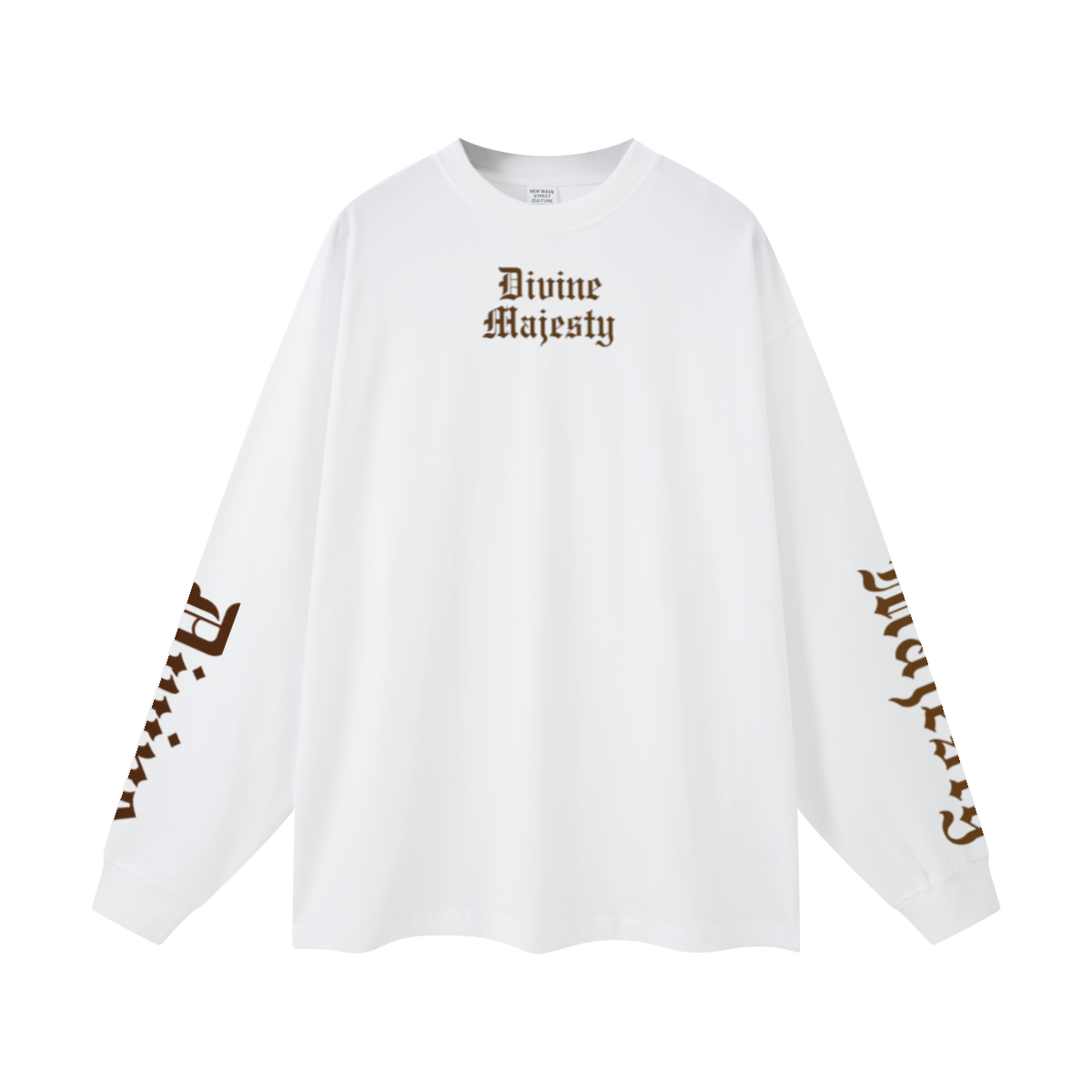 305GSM Unisex Premium Heavyweight Double-Yarn Plain Fabric Earth-Tone Basic Layering Long sleeve White