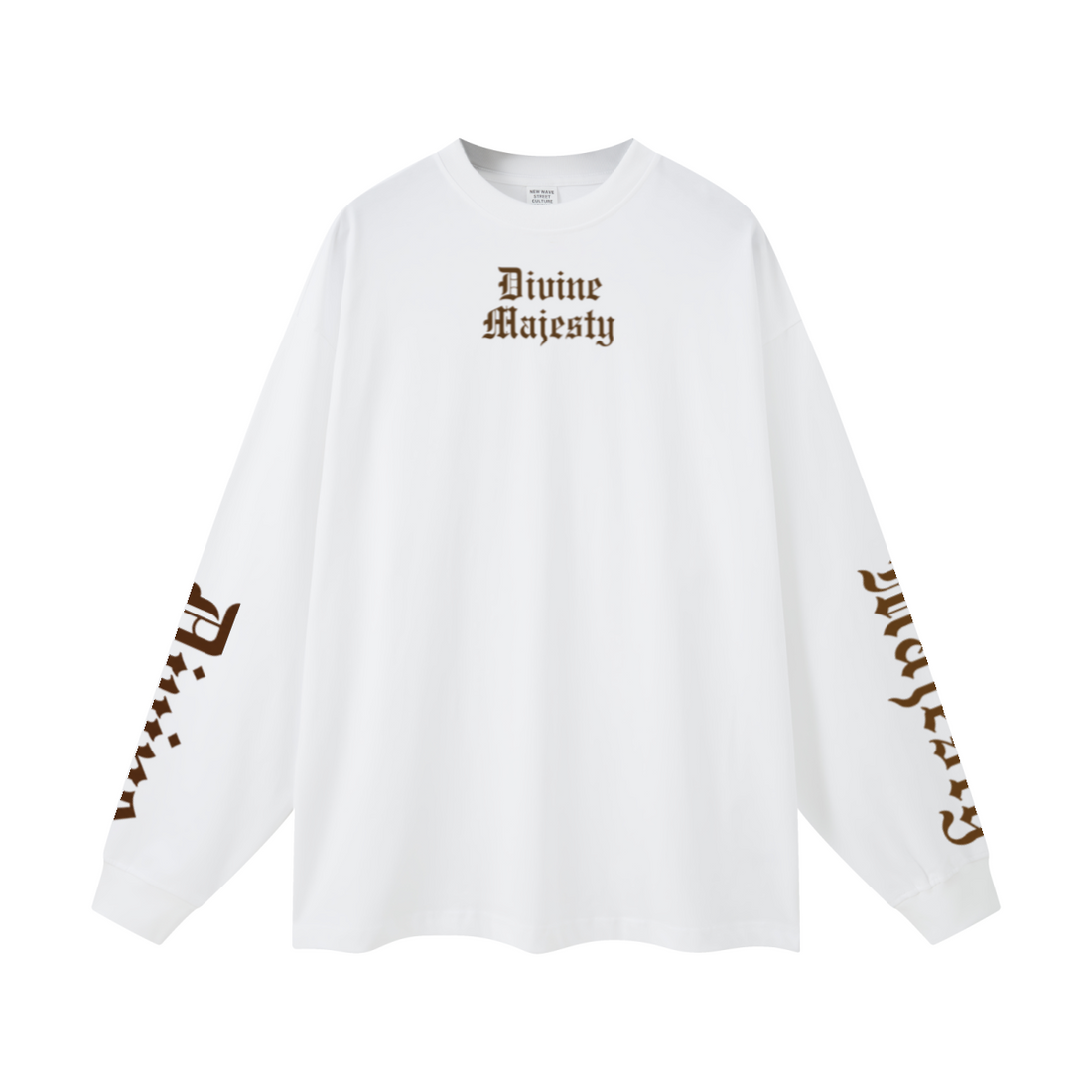 305GSM Unisex Premium Heavyweight Double-Yarn Plain Fabric Earth-Tone Basic Layering Long sleeve White
