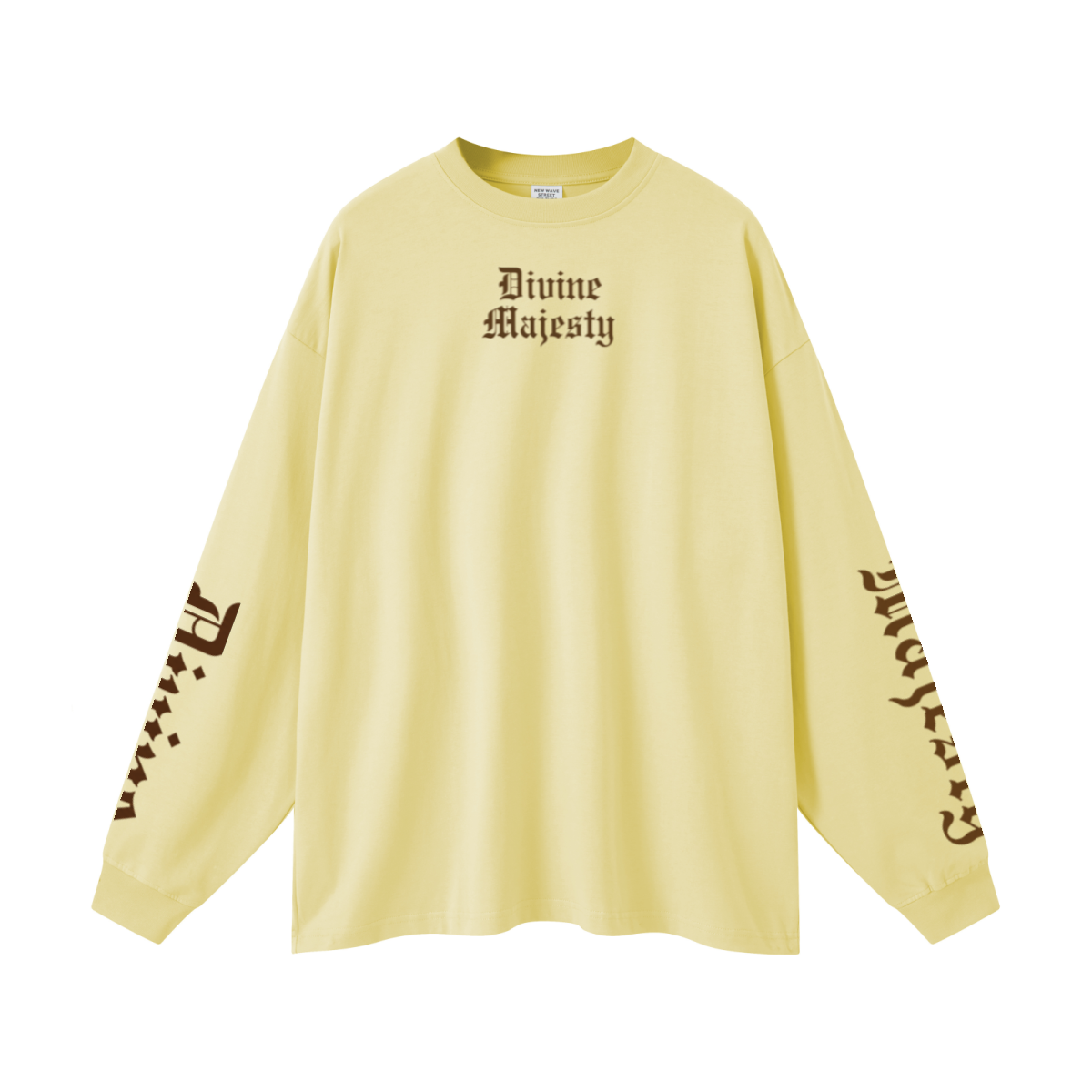 305GSM Unisex Premium Heavyweight Double-Yarn Plain Fabric Earth-Tone Basic Layering Long sleeve Yellow