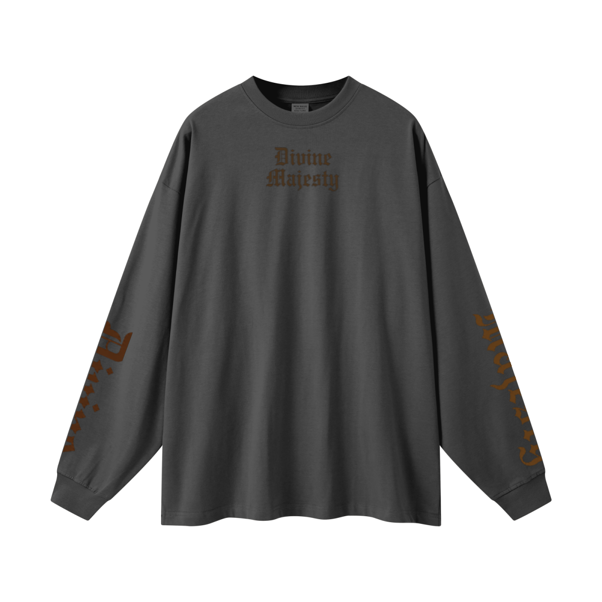305GSM Unisex Premium Heavyweight Double-Yarn Plain Fabric Earth-Tone Basic Layering Long sleeve Carbon Grey