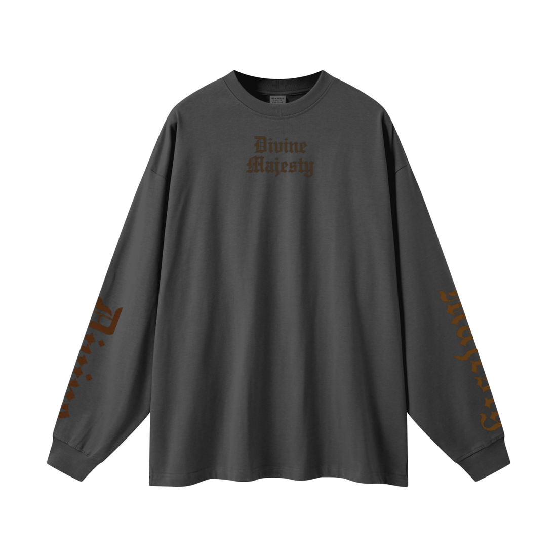 305GSM Unisex Premium Heavyweight Double-Yarn Plain Fabric Earth-Tone Basic Layering Long sleeve Carbon Grey