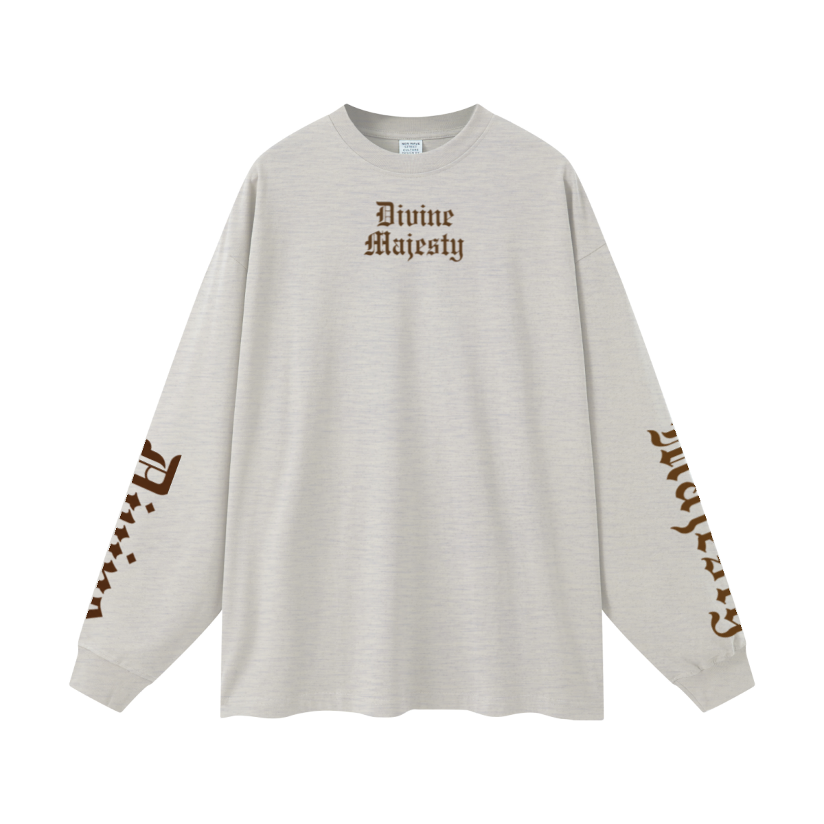 305GSM Unisex Premium Heavyweight Double-Yarn Plain Fabric Earth-Tone Basic Layering Long sleeve Oatmeal Grey