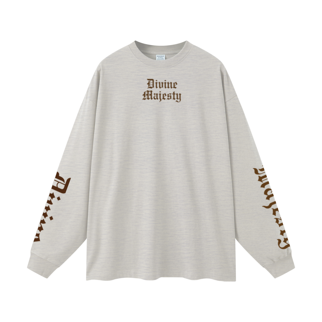 305GSM Unisex Premium Heavyweight Double-Yarn Plain Fabric Earth-Tone Basic Layering Long sleeve Oatmeal Grey