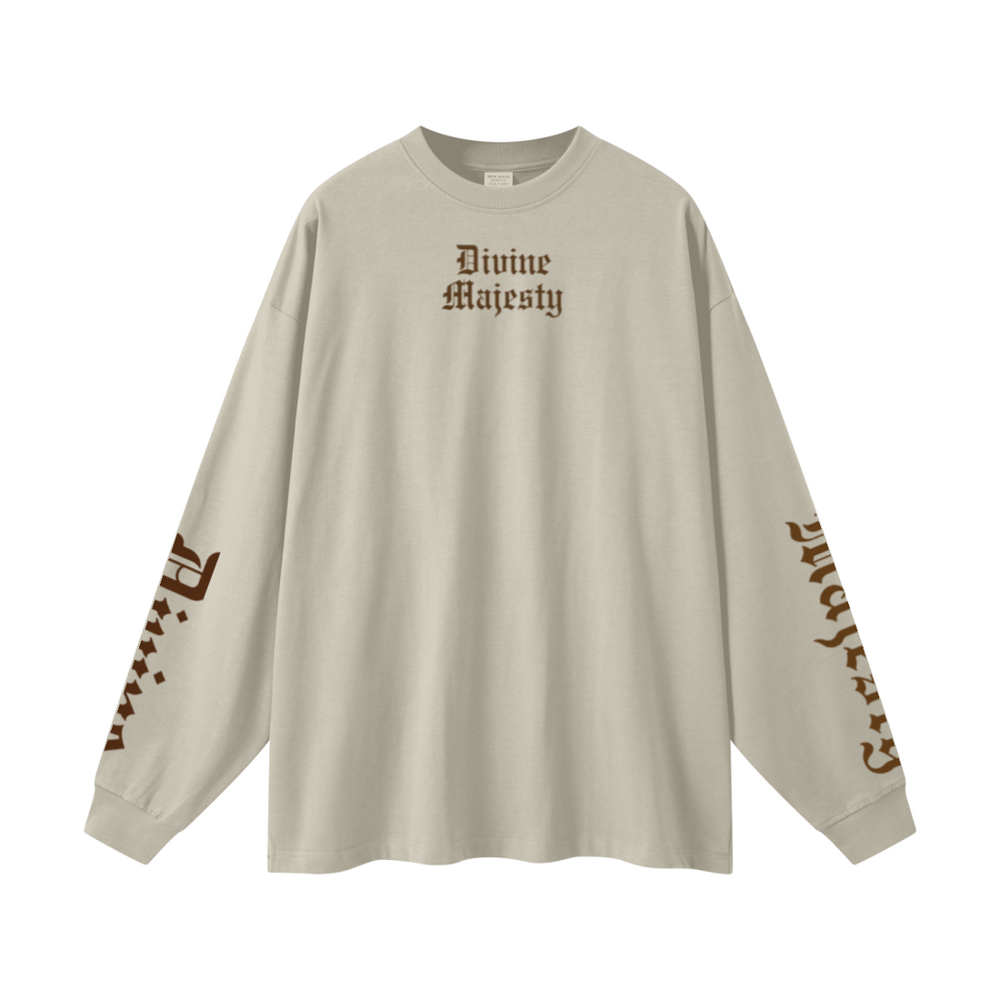 305GSM Unisex Premium Heavyweight Double-Yarn Plain Fabric Earth-Tone Basic Layering Long sleeve Sand