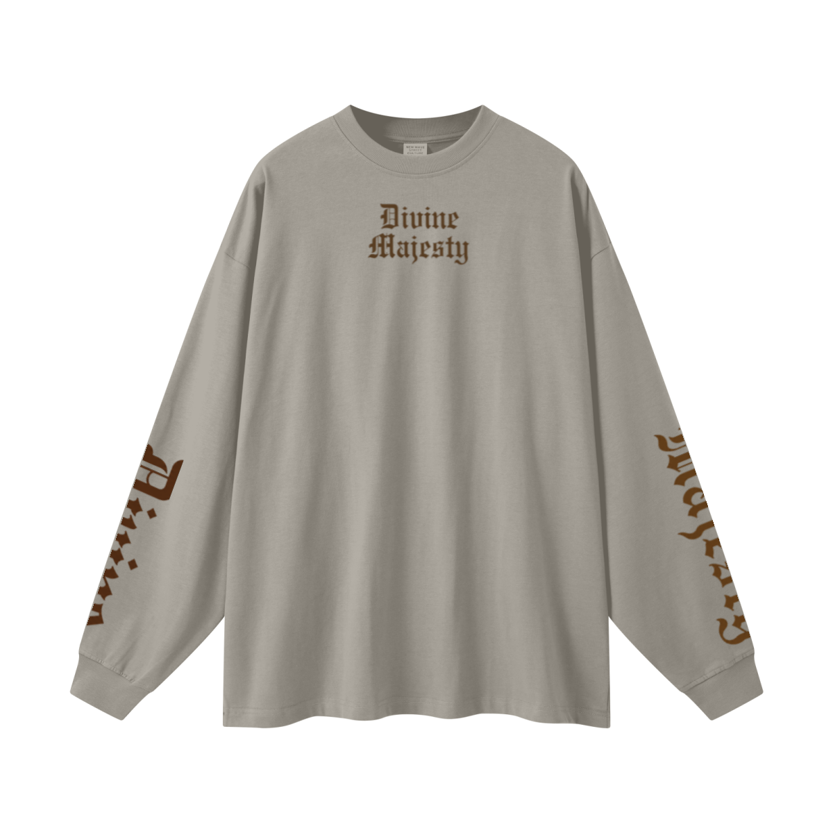 305GSM Unisex Premium Heavyweight Double-Yarn Plain Fabric Earth-Tone Basic Layering Long sleeve Grey Camel