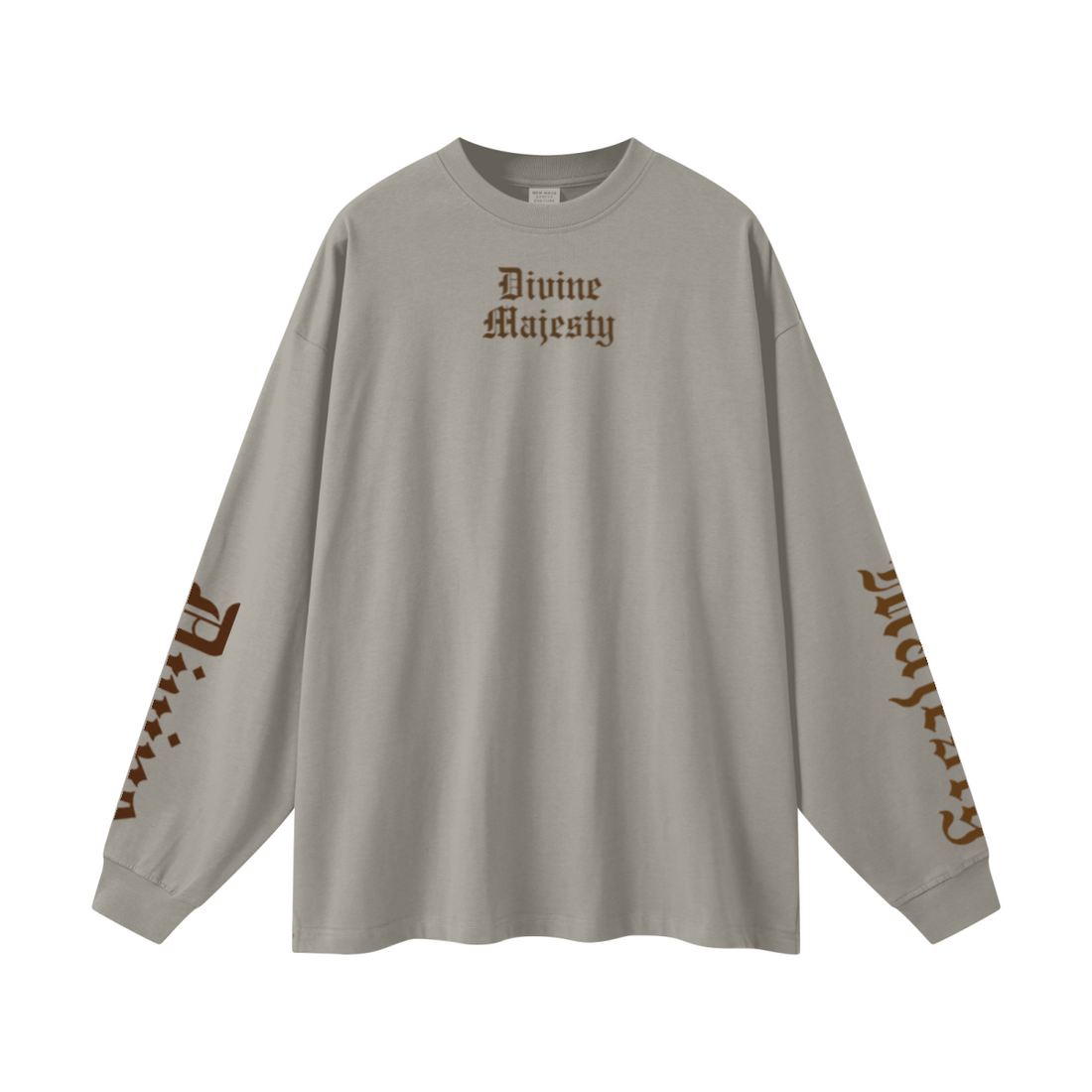 305GSM Unisex Premium Heavyweight Double-Yarn Plain Fabric Earth-Tone Basic Layering Long sleeve Grey Camel