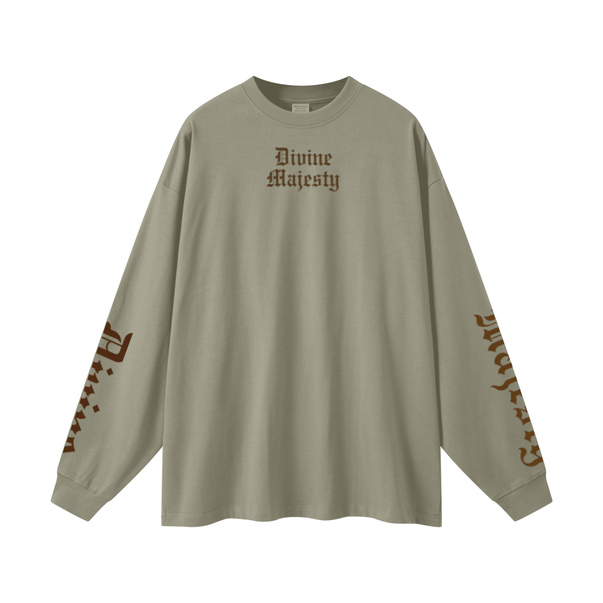 305GSM Unisex Premium Heavyweight Double-Yarn Plain Fabric Earth-Tone Basic Layering Long sleeve Grey Green