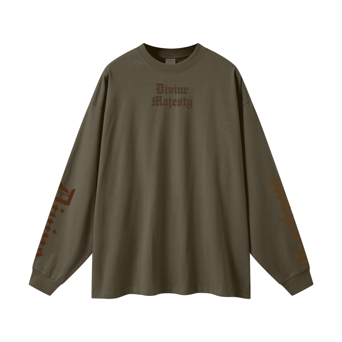 305GSM Unisex Premium Heavyweight Double-Yarn Plain Fabric Earth-Tone Basic Layering Long sleeve Brown