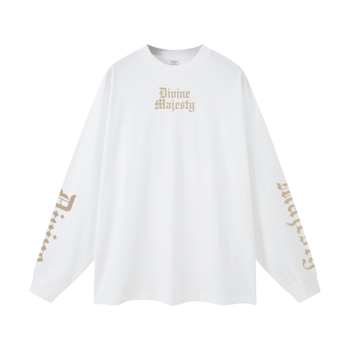 305GSM Unisex Premium Heavyweight Double-Yarn Plain Fabric Earth-Tone Basic Layering Long sleeve White