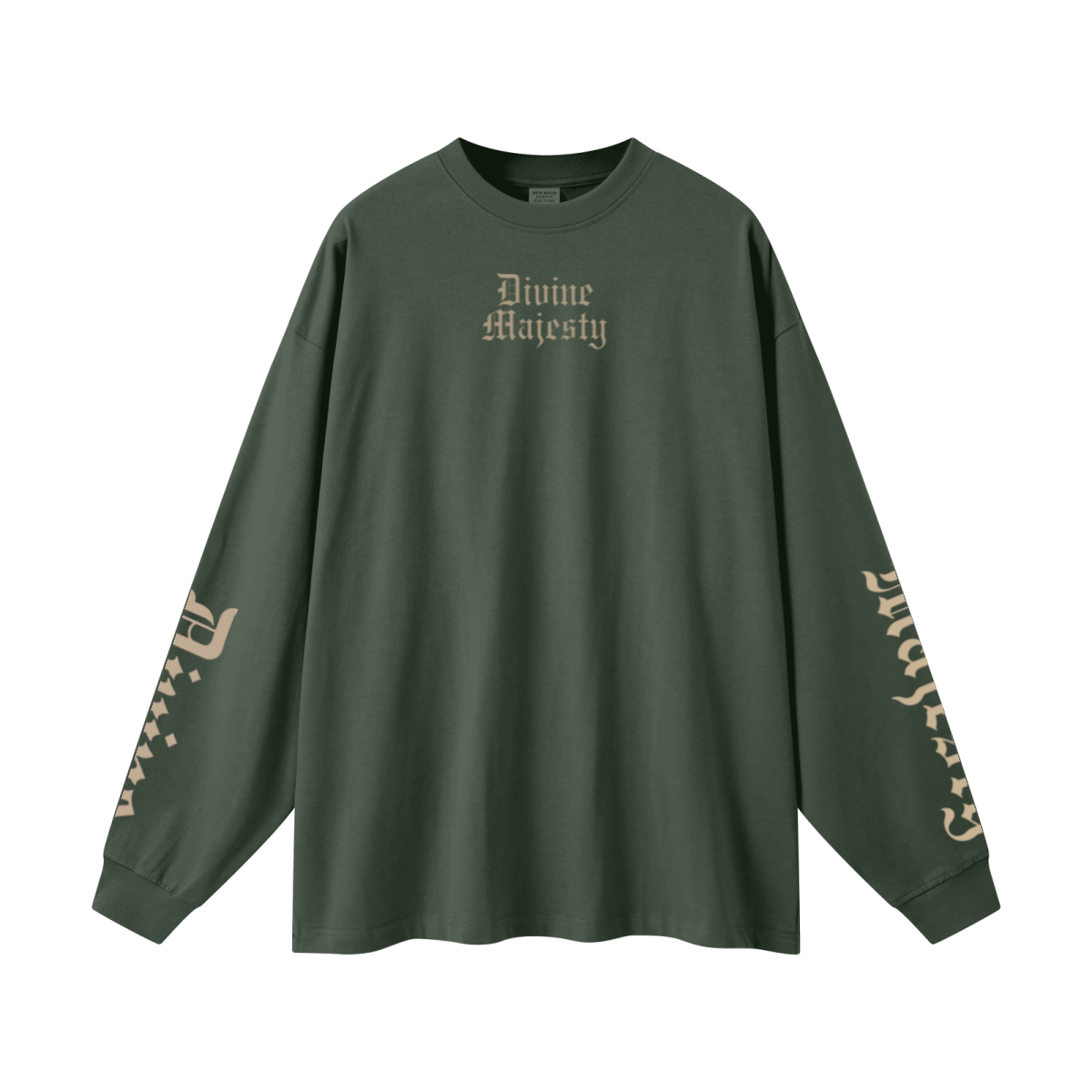 305GSM Unisex Premium Heavyweight Double-Yarn Plain Fabric Earth-Tone Basic Layering Long sleeve Dark Green