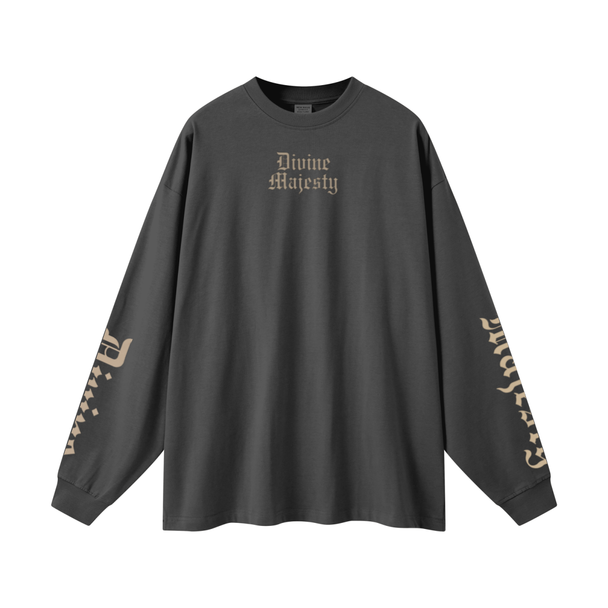 305GSM Unisex Premium Heavyweight Double-Yarn Plain Fabric Earth-Tone Basic Layering Long sleeve Carbon Grey