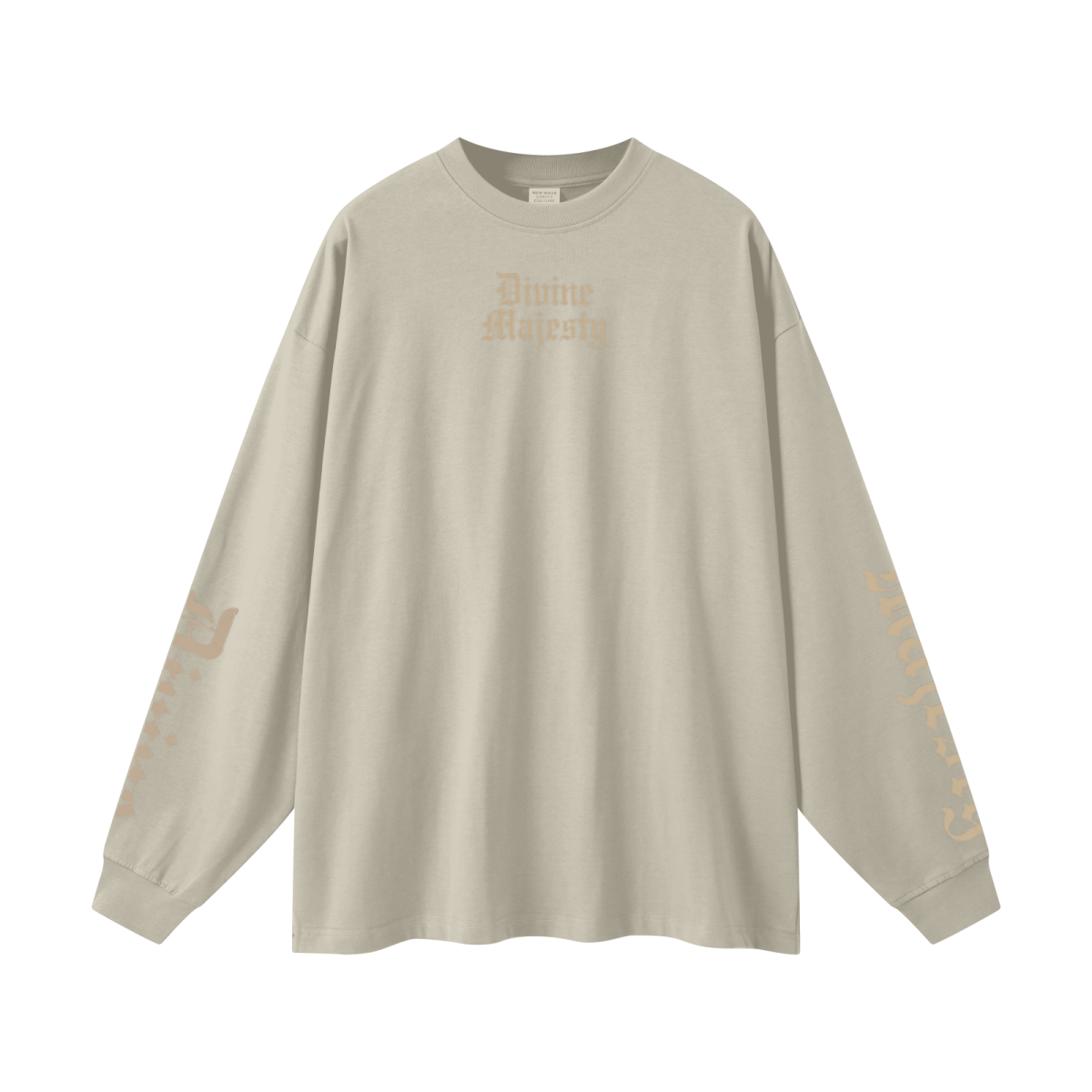 305GSM Unisex Premium Heavyweight Double-Yarn Plain Fabric Earth-Tone Basic Layering Long sleeve Sand