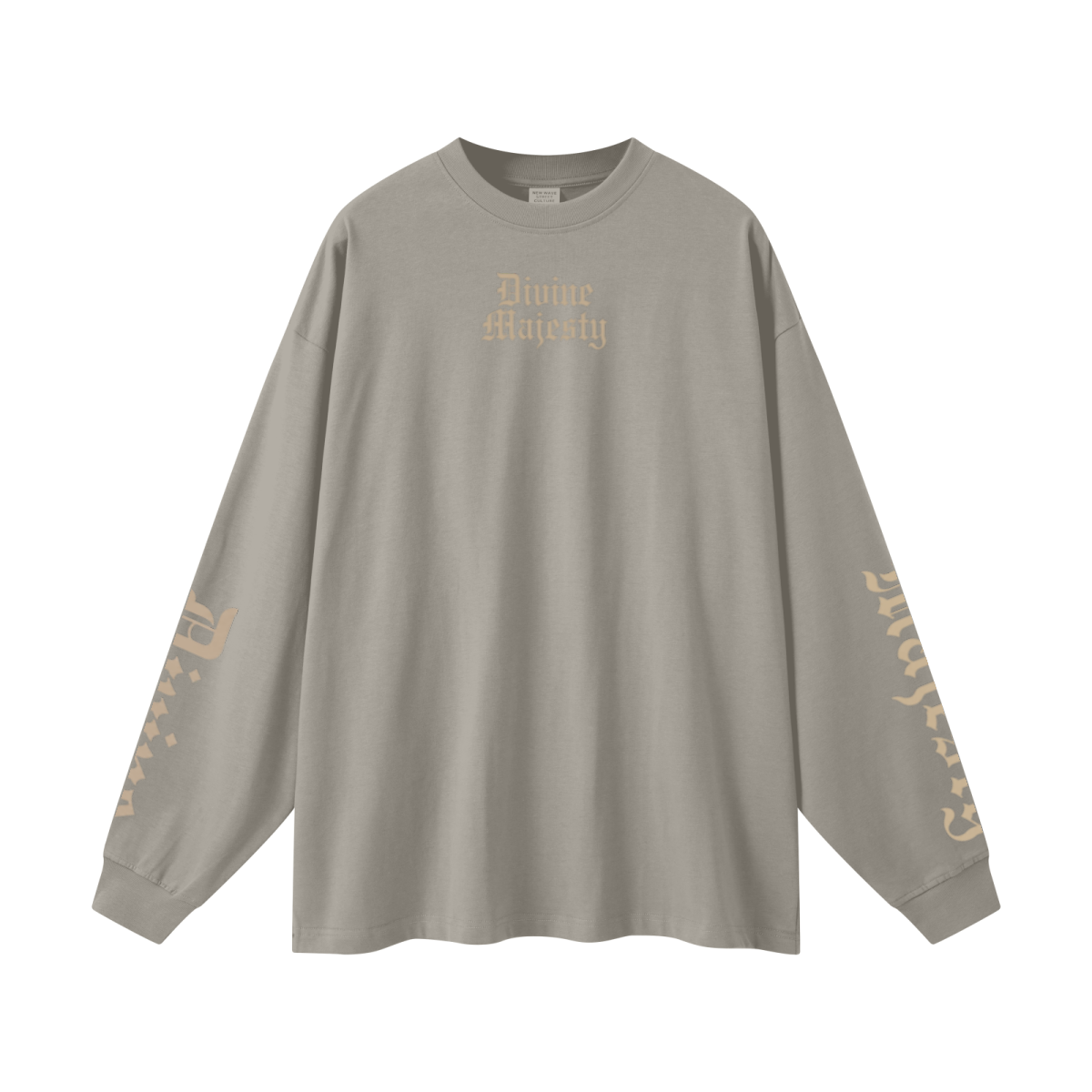 305GSM Unisex Premium Heavyweight Double-Yarn Plain Fabric Earth-Tone Basic Layering Long sleeve Grey Camel