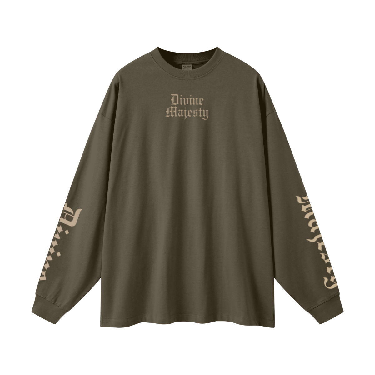 305GSM Unisex Premium Heavyweight Double-Yarn Plain Fabric Earth-Tone Basic Layering Long sleeve Brown