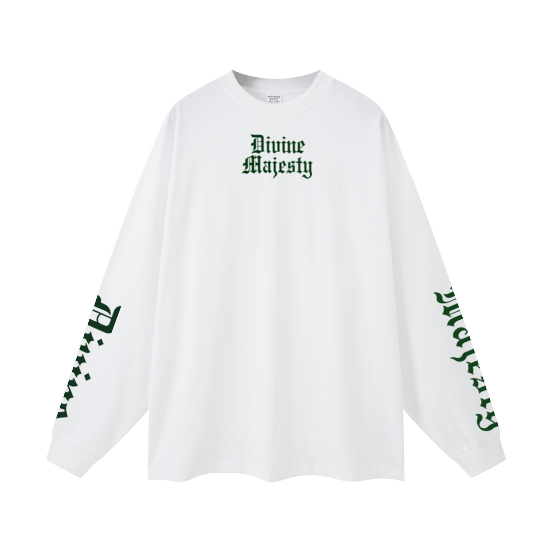 305GSM Unisex Premium Heavyweight Double-Yarn Plain Fabric Earth-Tone Basic Layering Long sleeve White