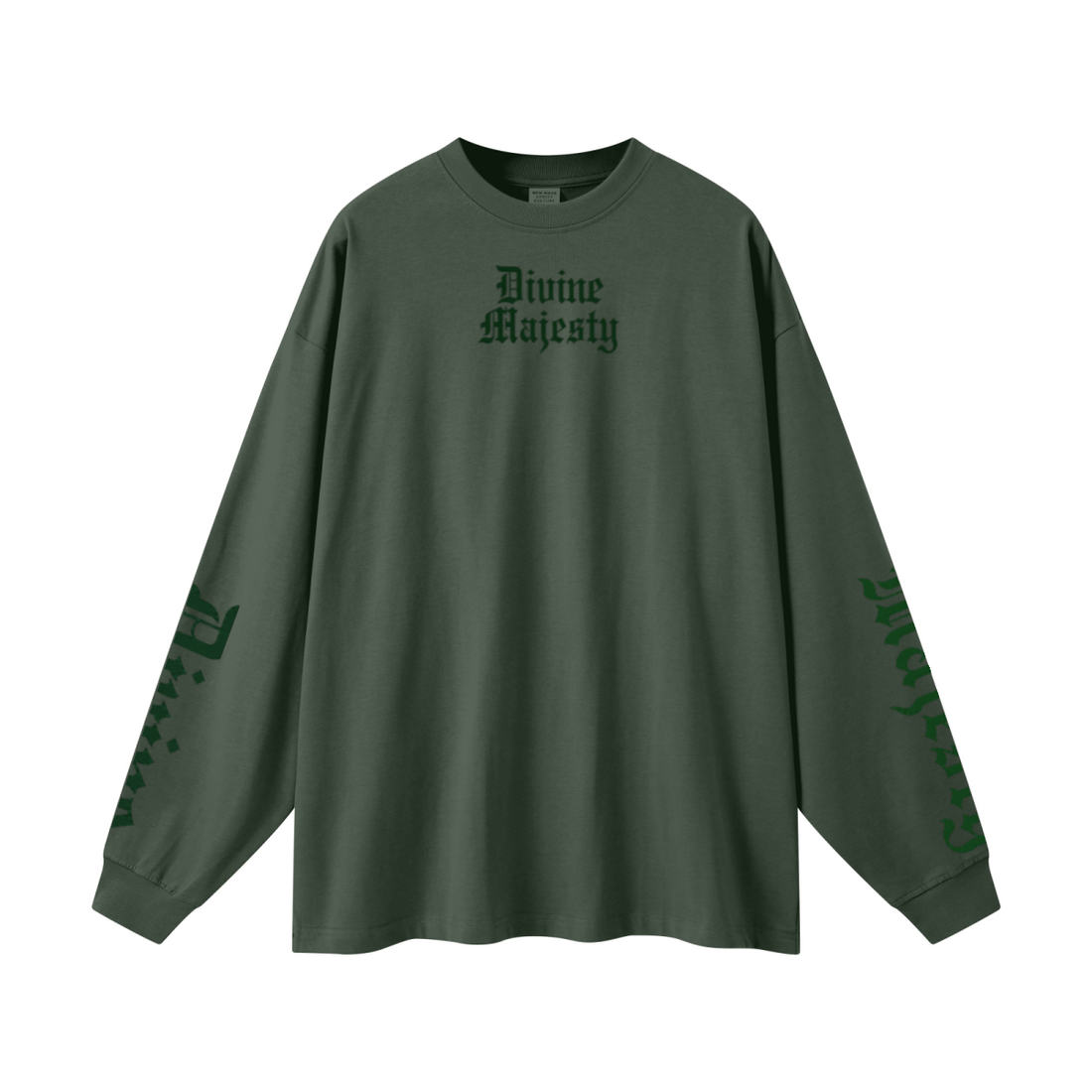 305GSM Unisex Premium Heavyweight Double-Yarn Plain Fabric Earth-Tone Basic Layering Long sleeve Dark Green