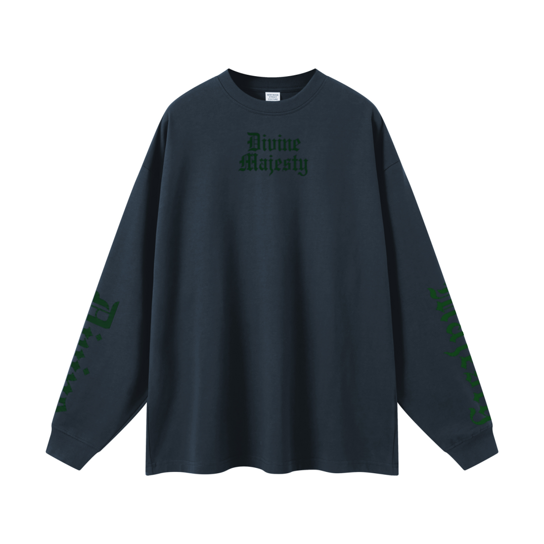 305GSM Unisex Premium Heavyweight Double-Yarn Plain Fabric Earth-Tone Basic Layering Long sleeve Navy Blue
