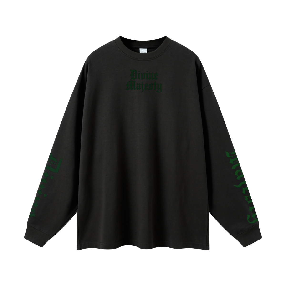 305GSM Unisex Premium Heavyweight Double-Yarn Plain Fabric Earth-Tone Basic Layering Long sleeve Black