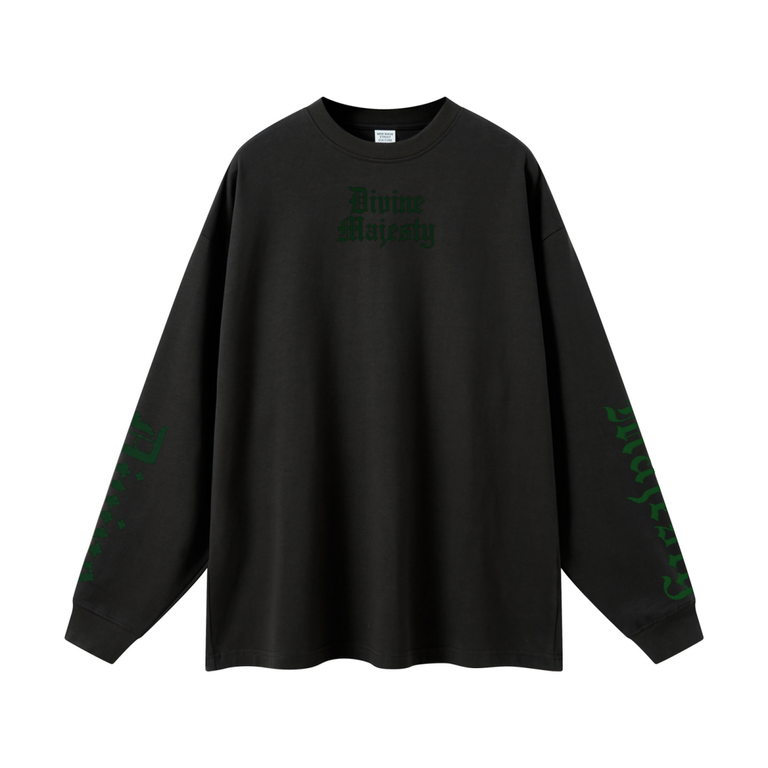 305GSM Unisex Premium Heavyweight Double-Yarn Plain Fabric Earth-Tone Basic Layering Long sleeve Black