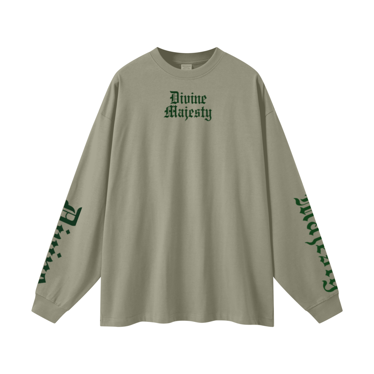 305GSM Unisex Premium Heavyweight Double-Yarn Plain Fabric Earth-Tone Basic Layering Long sleeve Grey Green