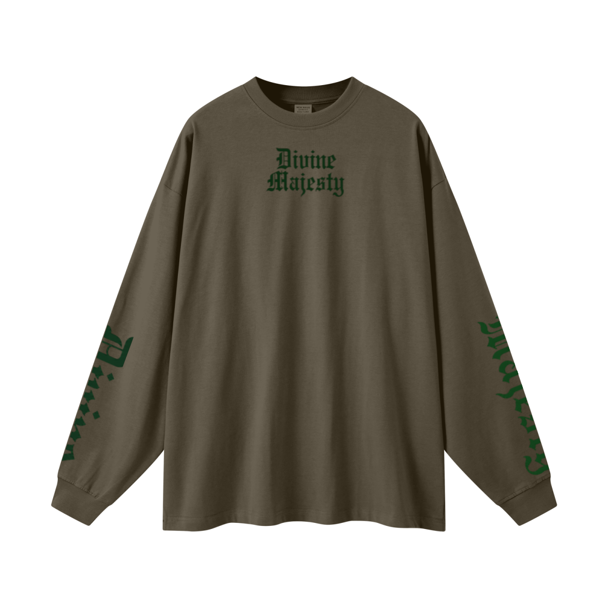 305GSM Unisex Premium Heavyweight Double-Yarn Plain Fabric Earth-Tone Basic Layering Long sleeve Brown