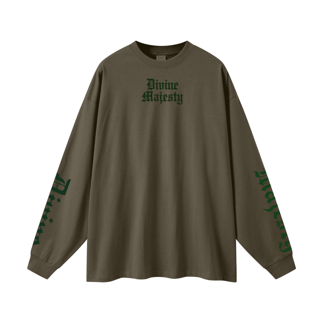 305GSM Unisex Premium Heavyweight Double-Yarn Plain Fabric Earth-Tone Basic Layering Long sleeve Brown