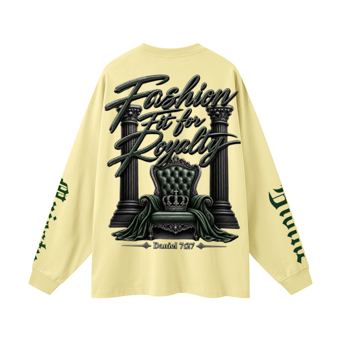 305GSM Unisex Premium Heavyweight Double-Yarn Plain Fabric Earth-Tone Basic Layering Long sleeve Yellow
