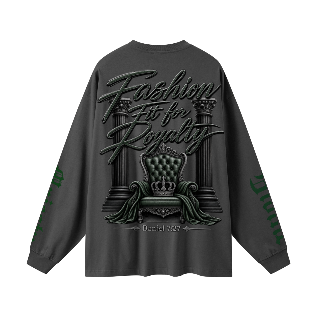 305GSM Unisex Premium Heavyweight Double-Yarn Plain Fabric Earth-Tone Basic Layering Long sleeve Carbon Grey